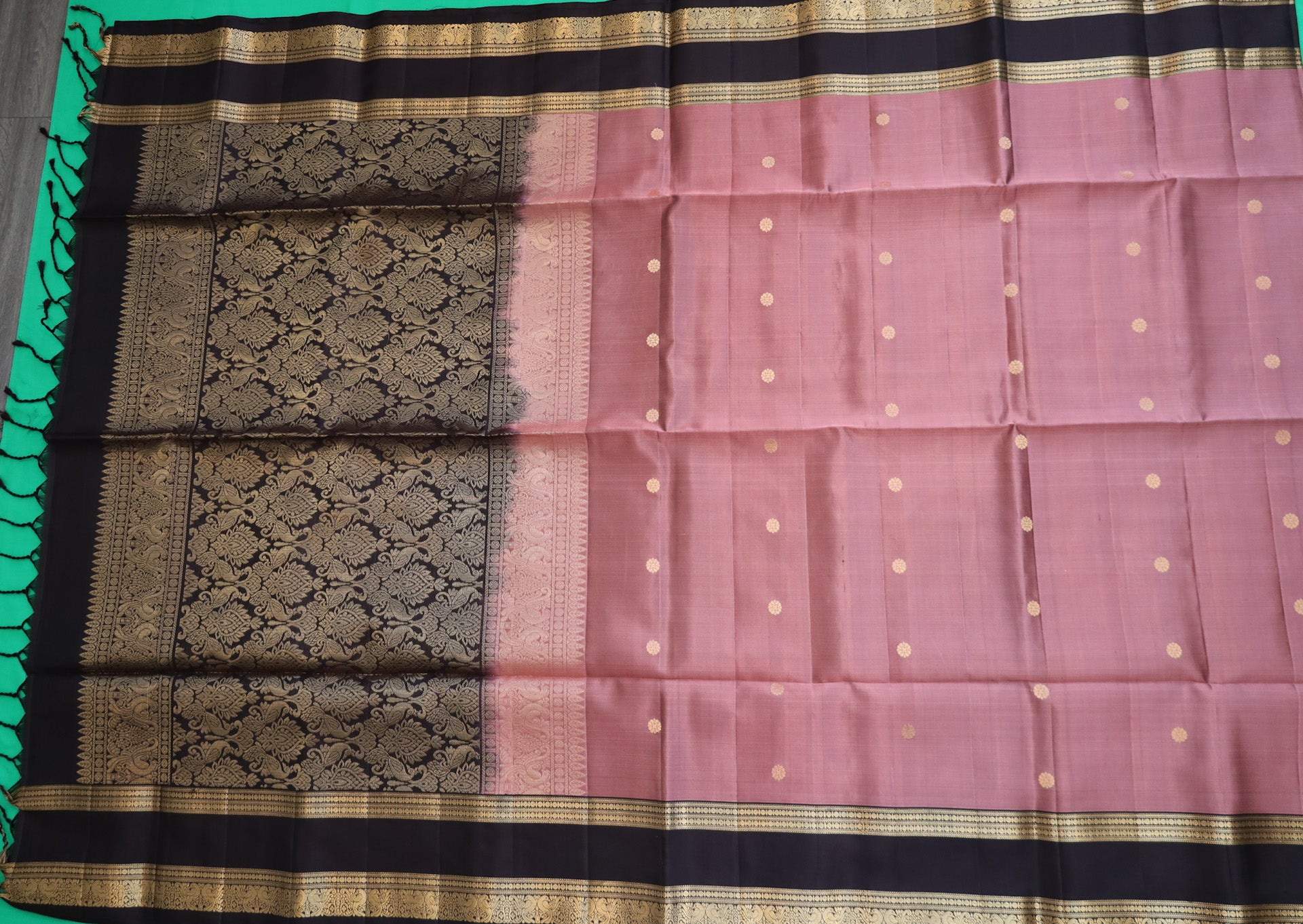 Dusty Rose Soft Silk Saree with Coffee Brown