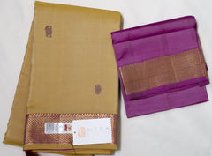 Chandan Kanjivaram Saree with purple Border & pallu