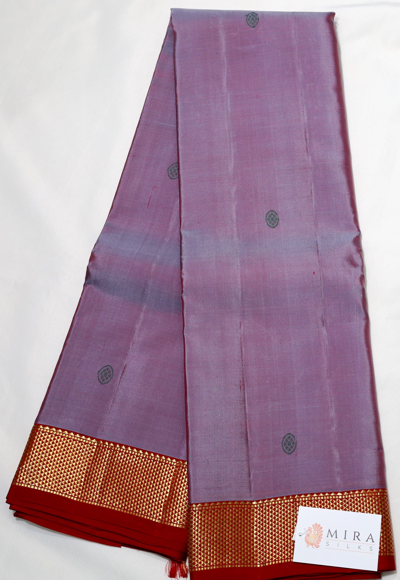 Grey Kanjivaram Saree with maroon Border