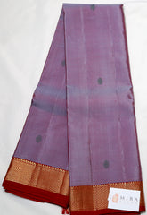 Grey Kanjivaram Saree with maroon Border