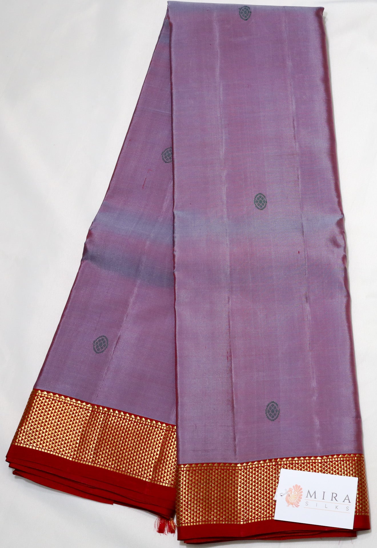 Grey Kanjivaram Saree with maroon Border