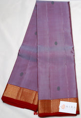 Grey Kanjivaram Saree with maroon Border