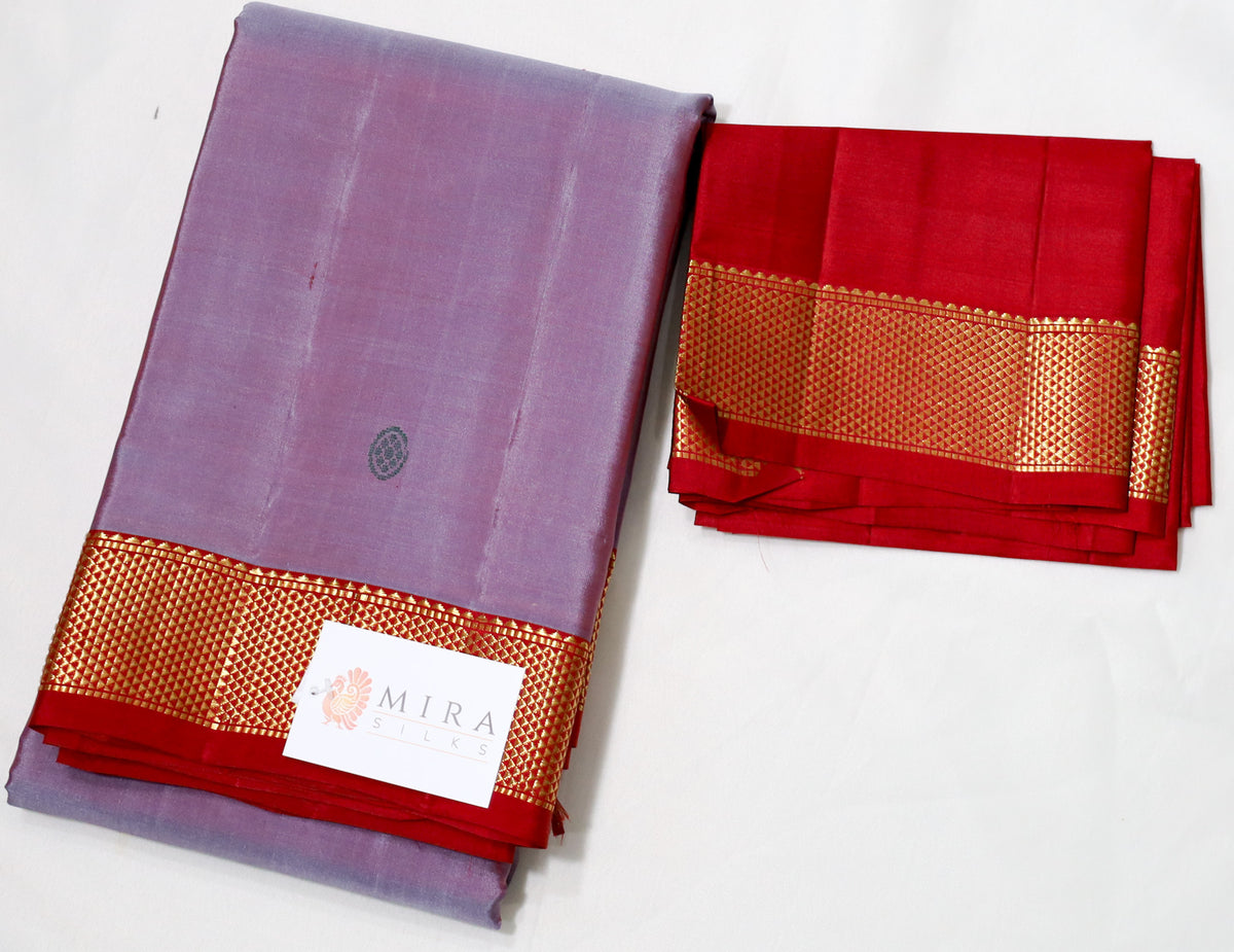 Grey Kanjivaram Saree with maroon Border