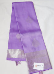 Lavender Kanjivaram Silk Saree with Silver border & Pallu