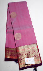 Pink Kanjivaram Saree with Purple Border