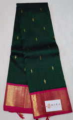 Green Kanjivaram Saree with Pink Border