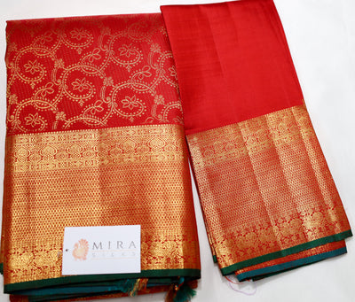 Red Kanjivaram Saree with Golden Border