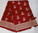 Red Banarasi Tussar Silk Saree