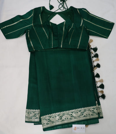 Emerald Green Munga Banarasi Silk Saree