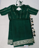 Emerald Green Munga Banarasi Silk Saree