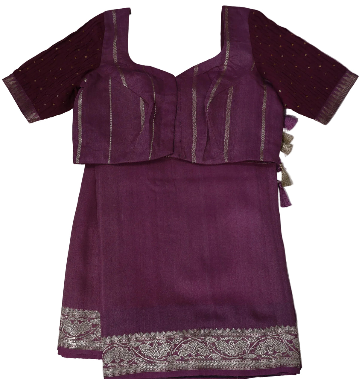 Mauve pink Banarasi Munga Silk Saree with Blouse