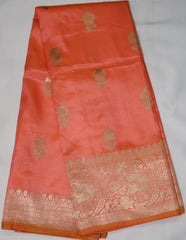 Orange Banaras Katan Silk Saree