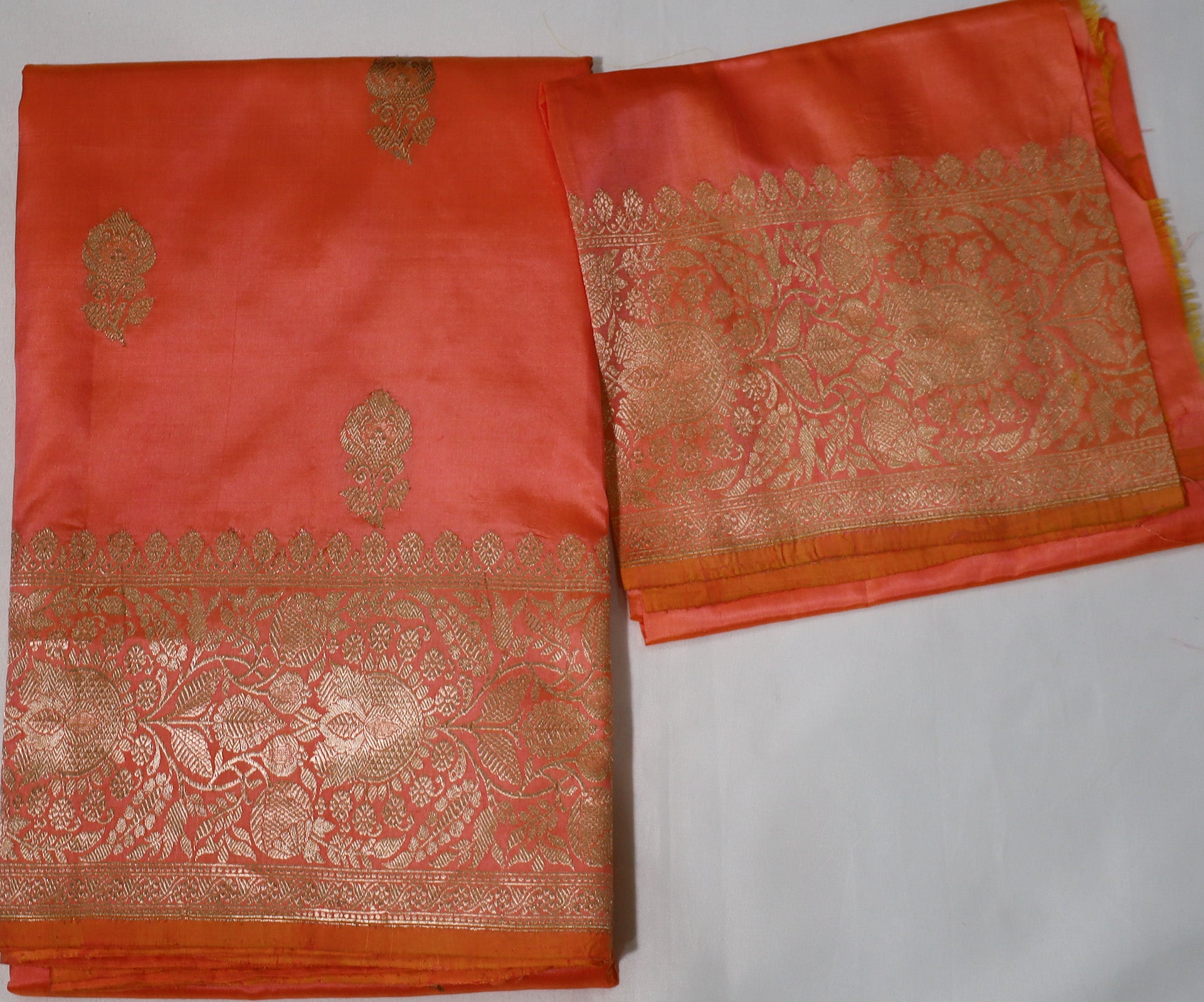 Orange Banaras Katan Silk Saree