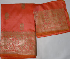 Orange Banaras Katan Silk Saree