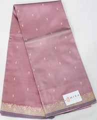 Mauve Pink Banaras Silk Saree with Silver Border