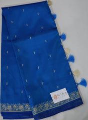 Royal Blue Banaras Silk Saree with Silver Border