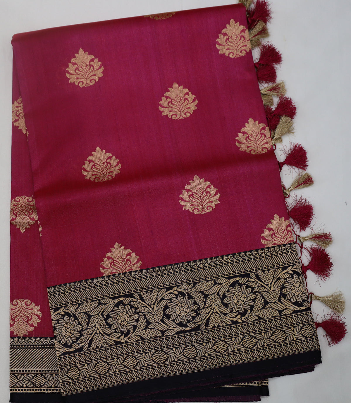 Pink Banaras Silk Saree with Black Border