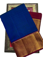 Royal Blue Kanjivaram Saree with Maroon Border