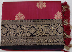 Pink Banaras Silk Saree with Black Border