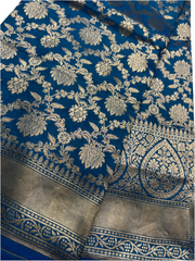 Electric Blue Banaras Katan Jaal Saree