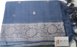 Gray Banaras Chiffon Saree With Silver zari