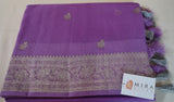 Purple Banaras Chiffon Saree With Silver zari