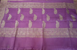 Purple Banaras Chiffon Saree With Silver zari