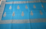 Blue Banaras Chiffon Saree With Silver zari