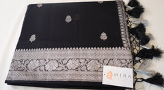 Black Banaras Chiffon Saree With Silver zari
