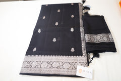 Black Banaras Chiffon Saree With Silver zari