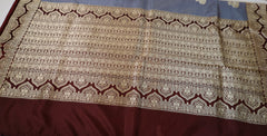 Elegant Pure Silk Gray Banaras Katan Silk Saree