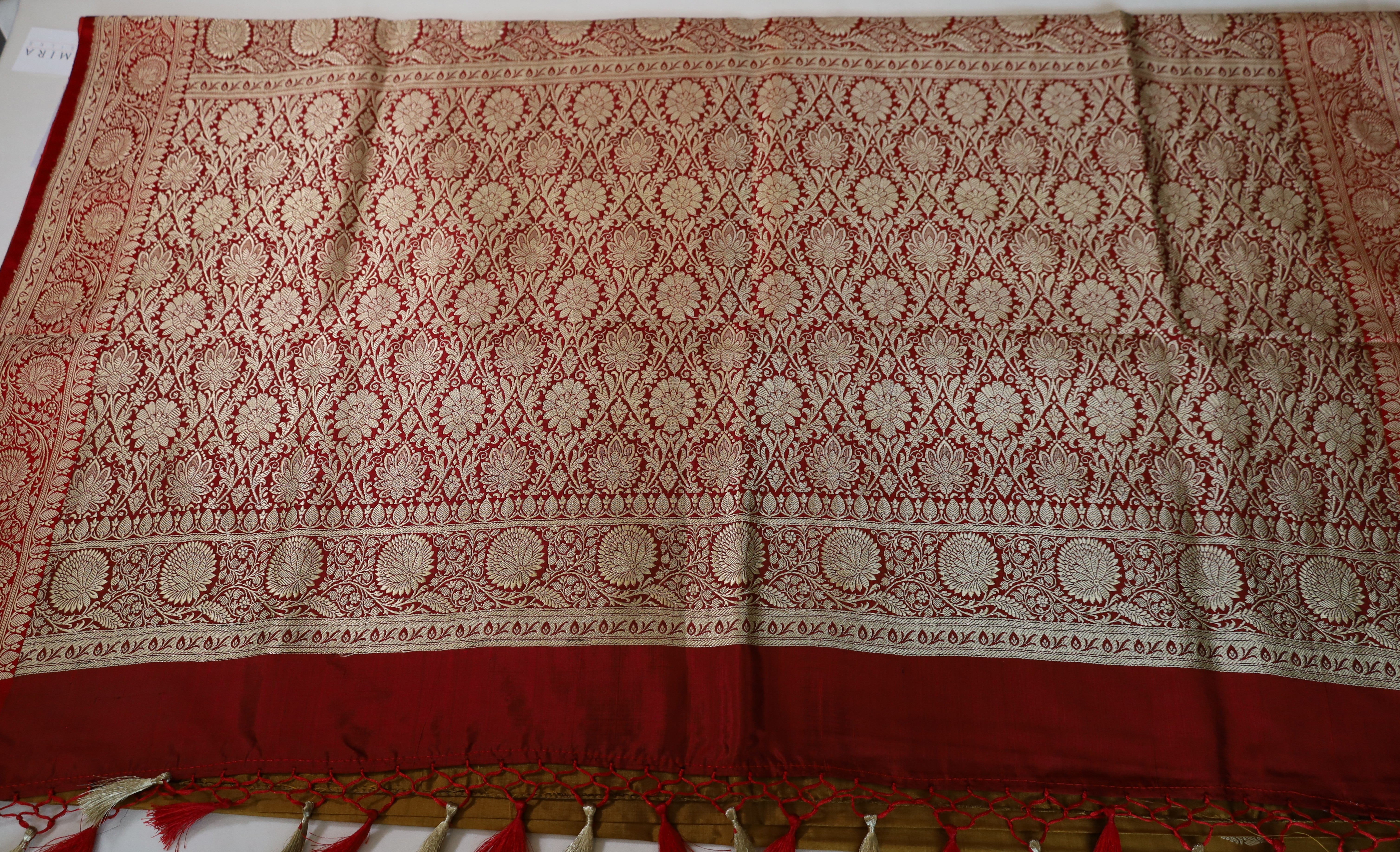 Elegant pure silk Rust Orange Banaras Katan Silk Saree