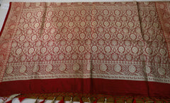 Elegant pure silk Rust Orange Banaras Katan Silk Saree