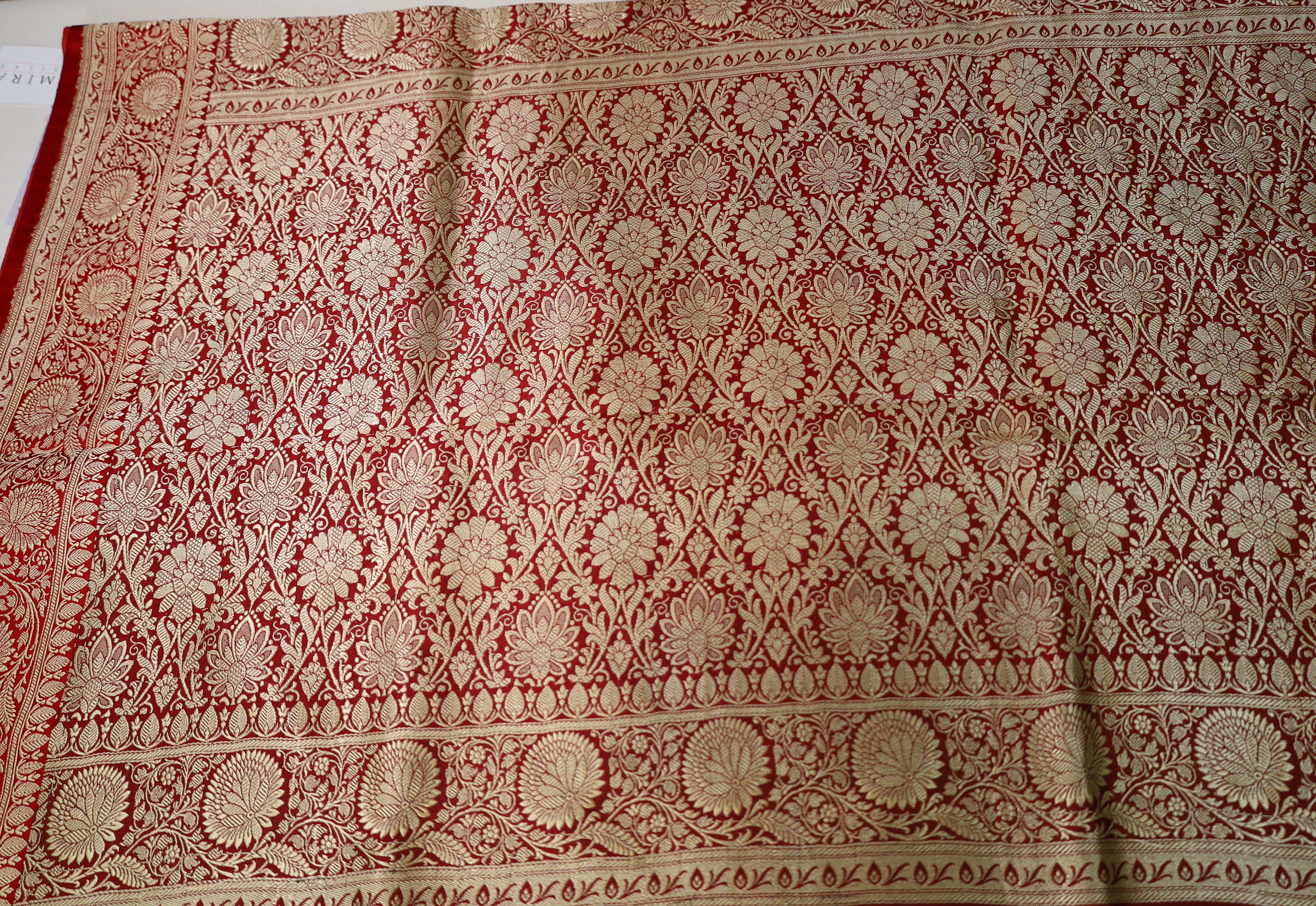 Elegant pure silk Rust Orange Banaras Katan Silk Saree