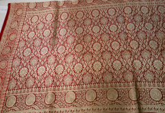 Elegant pure silk Rust Orange Banaras Katan Silk Saree