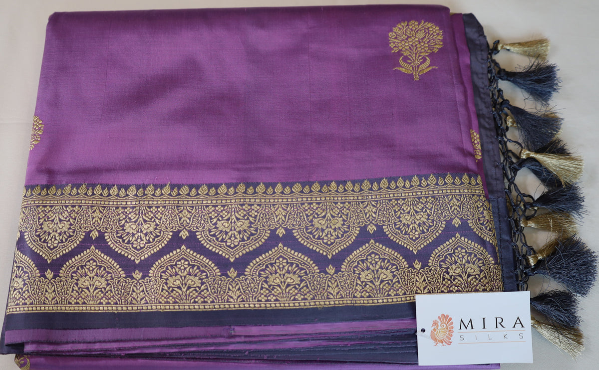 Elegant Pure silk Purple Banaras Katan Silk Saree