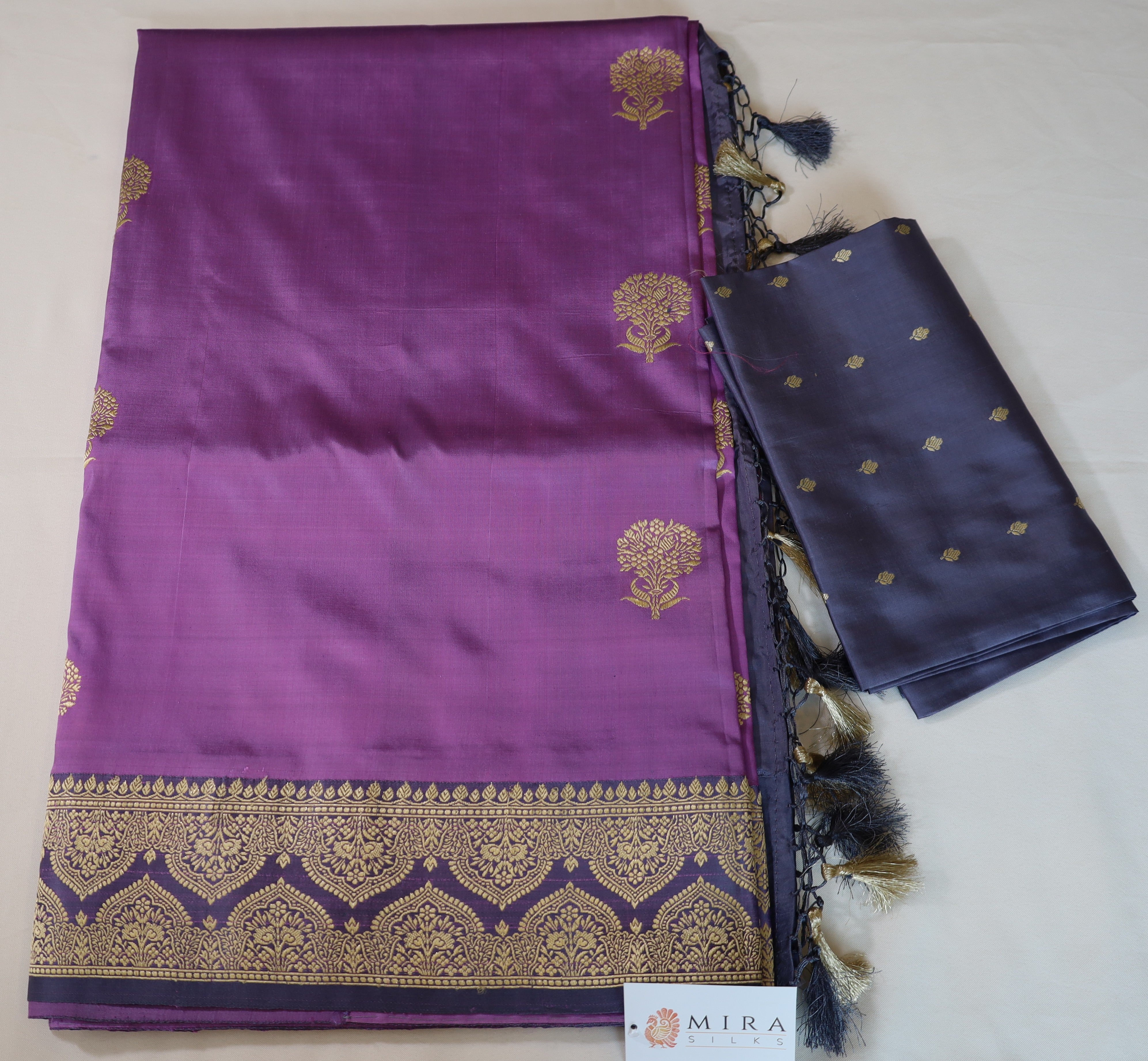 Elegant Pure silk Purple Banaras Katan Silk Saree