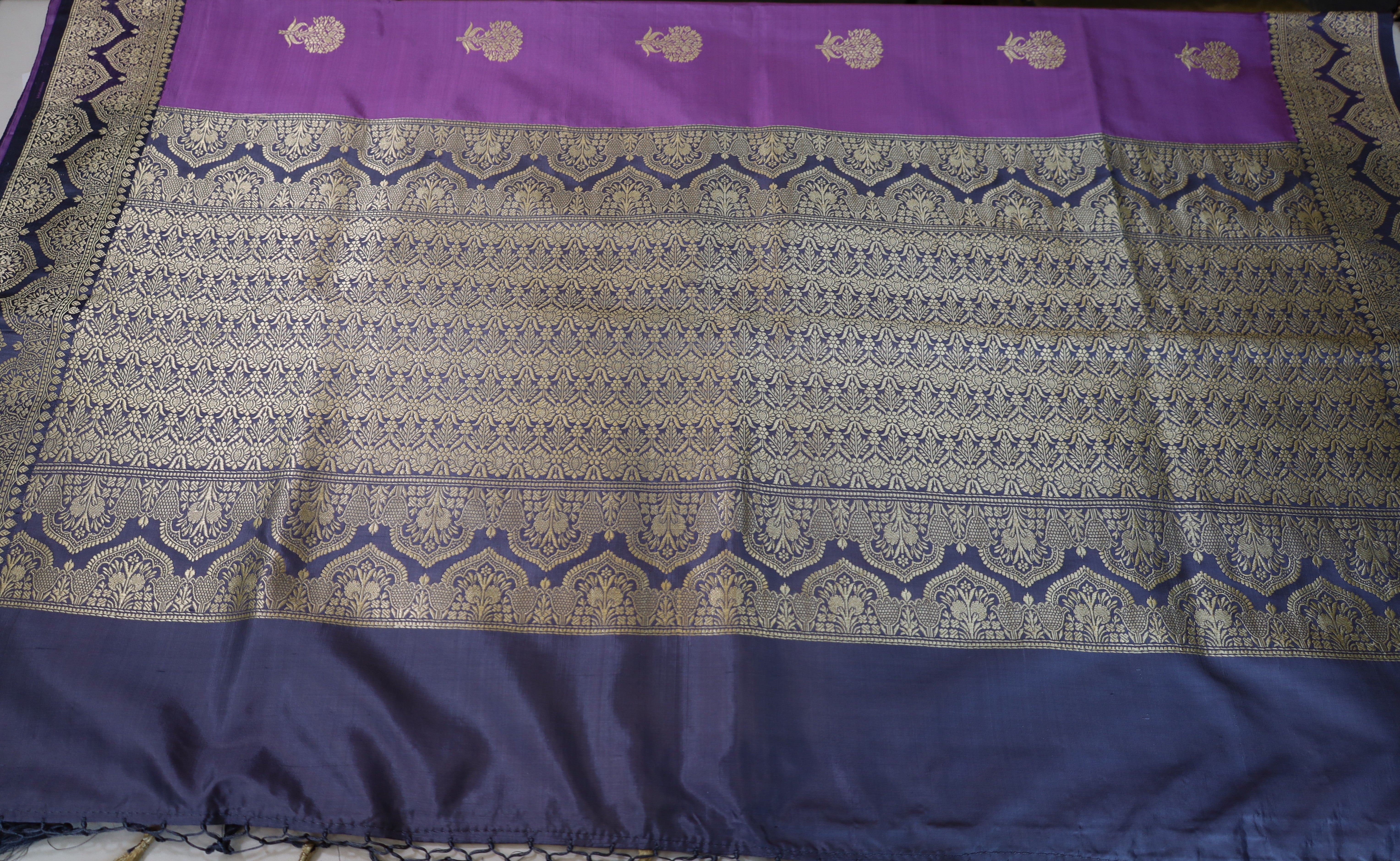 Elegant Pure silk Purple Banaras Katan Silk Saree
