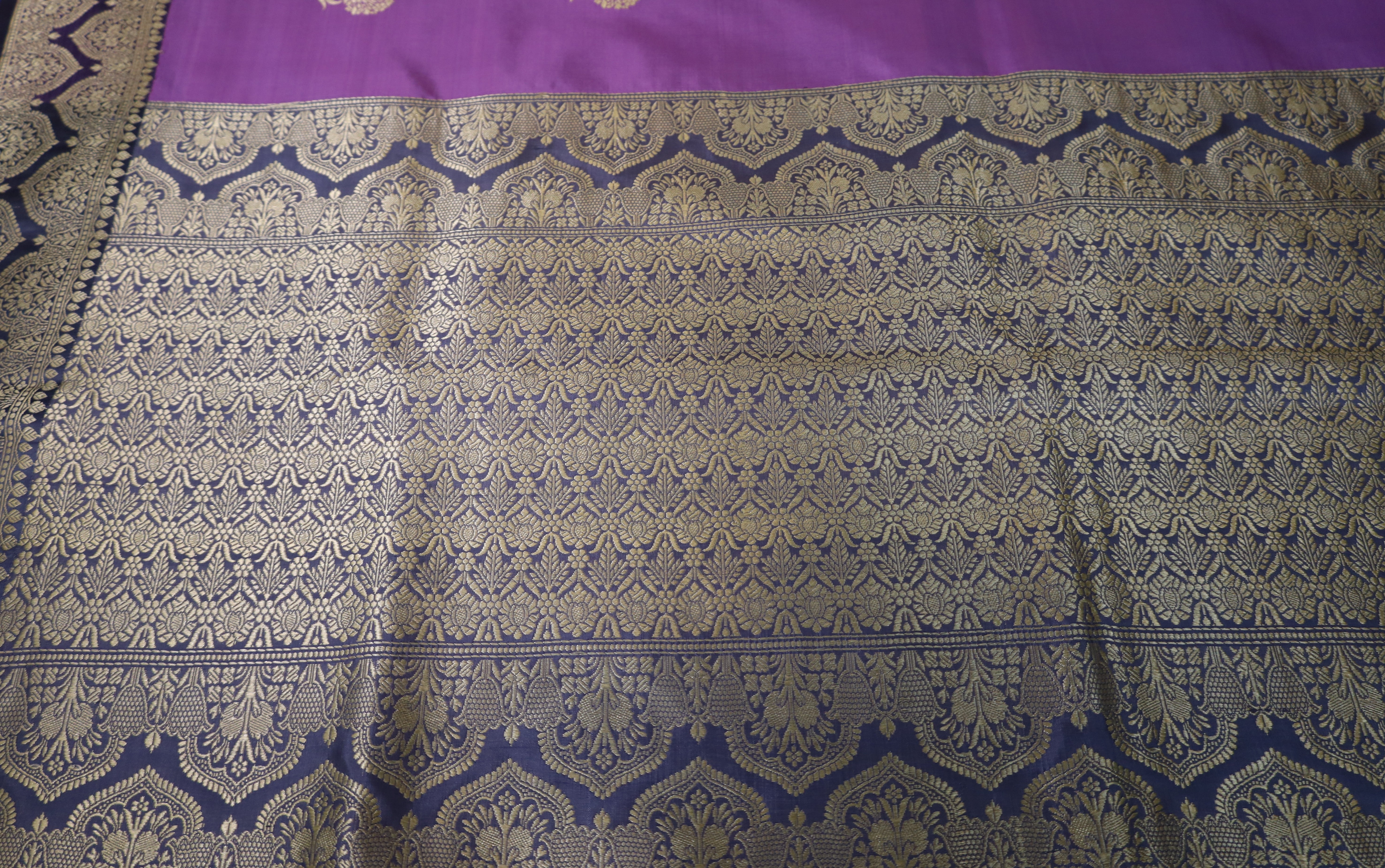 Elegant Pure silk Purple Banaras Katan Silk Saree