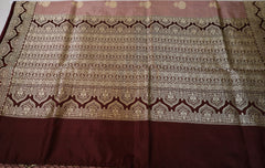Elegant pure silk Dusty Rose Pink Banaras Katan Silk Saree