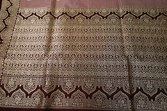 Elegant pure silk Dusty Rose Pink Banaras Katan Silk Saree