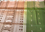 Dark Moss Green Soft Silk Saree with Brown Pallu
