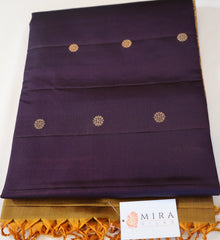 Dark Coffee Brown Retta Pettu Soft Silk Saree with Mustard Yellow  border & Pallu