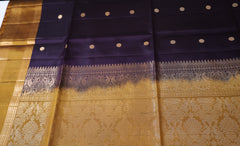 Dark Coffee Brown Retta Pettu Soft Silk Saree with Mustard Yellow  border & Pallu