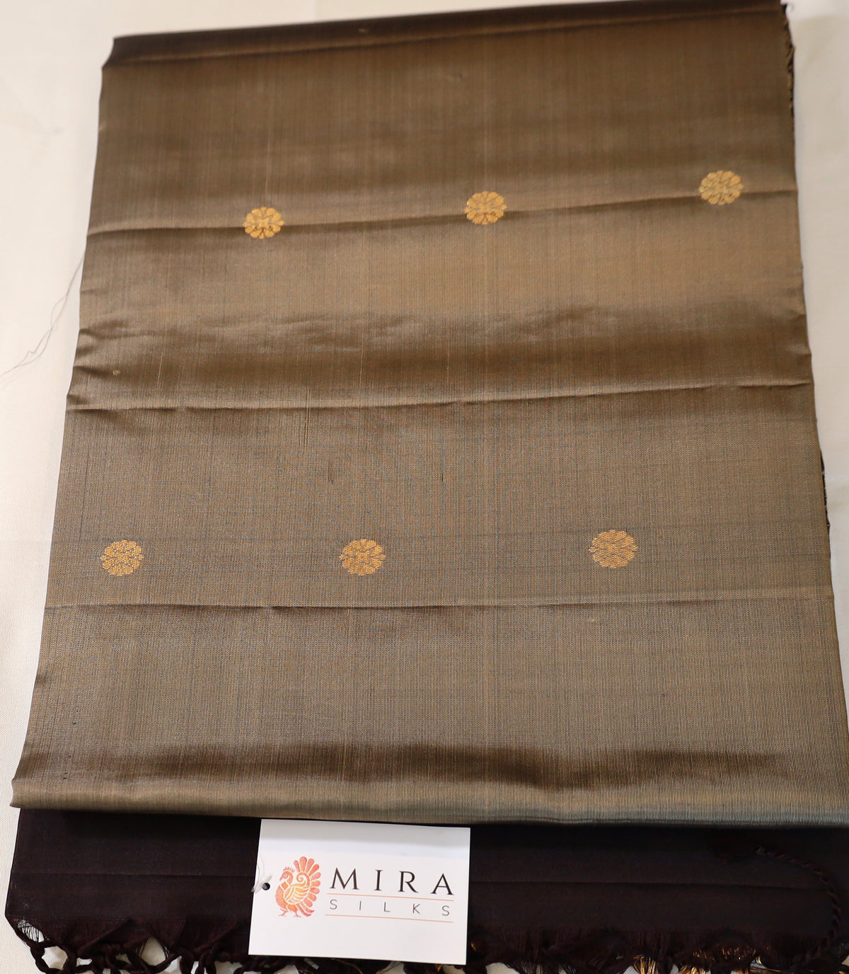 Mosss Green Retta Pettu Soft Silk Saree with Coffee Brown border & Pallu