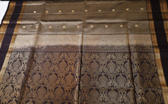 Mosss Green Retta Pettu Soft Silk Saree with Coffee Brown border & Pallu