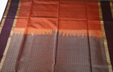 Rust Orange Retta Pettu Soft Silk Saree with Coffee Brown Pallu