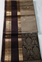 Mosss Green Retta Pettu Soft Silk Saree with Coffee Brown border & Pallu