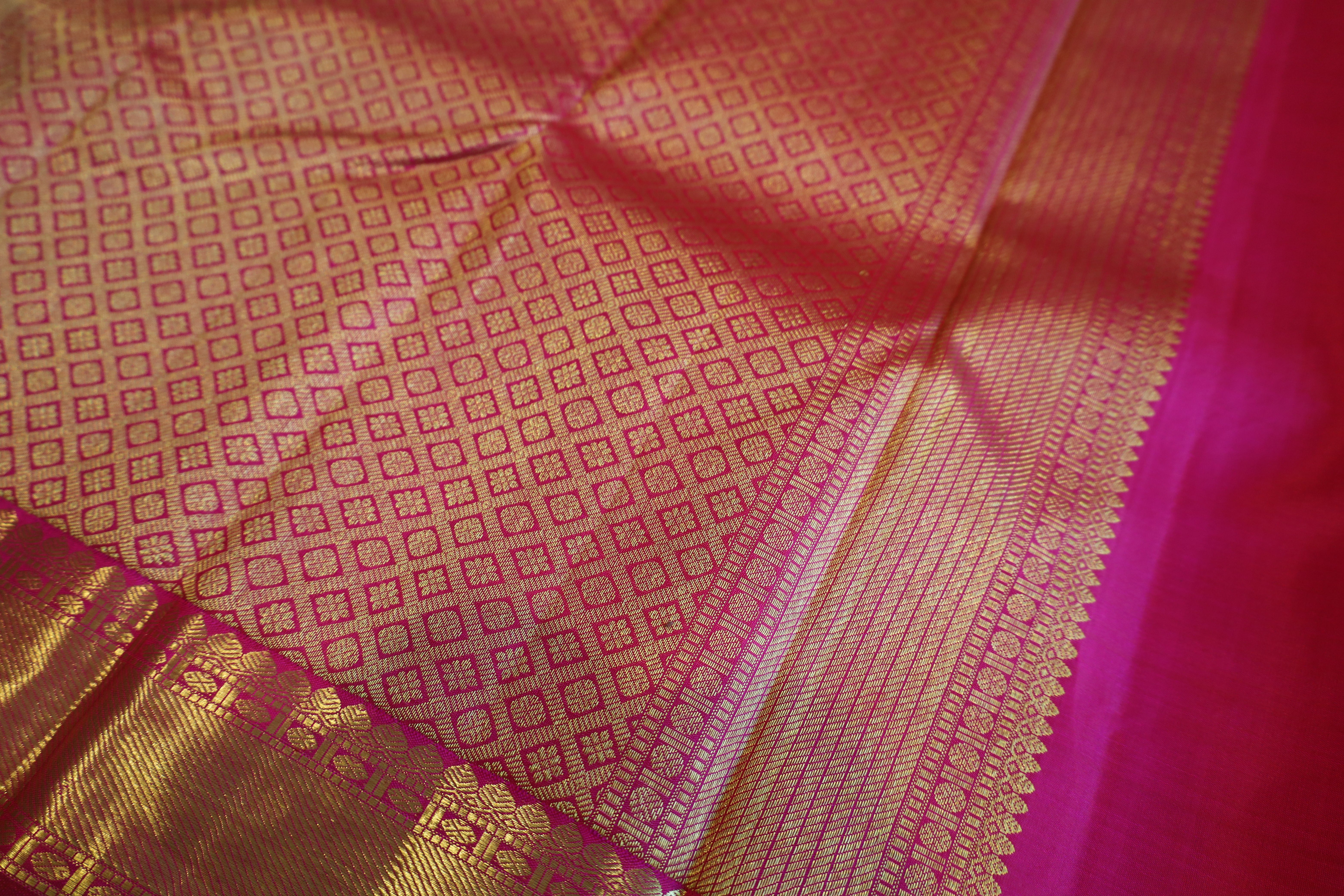 Blush Pink Kanjivaram Saree with Golden Zari Border