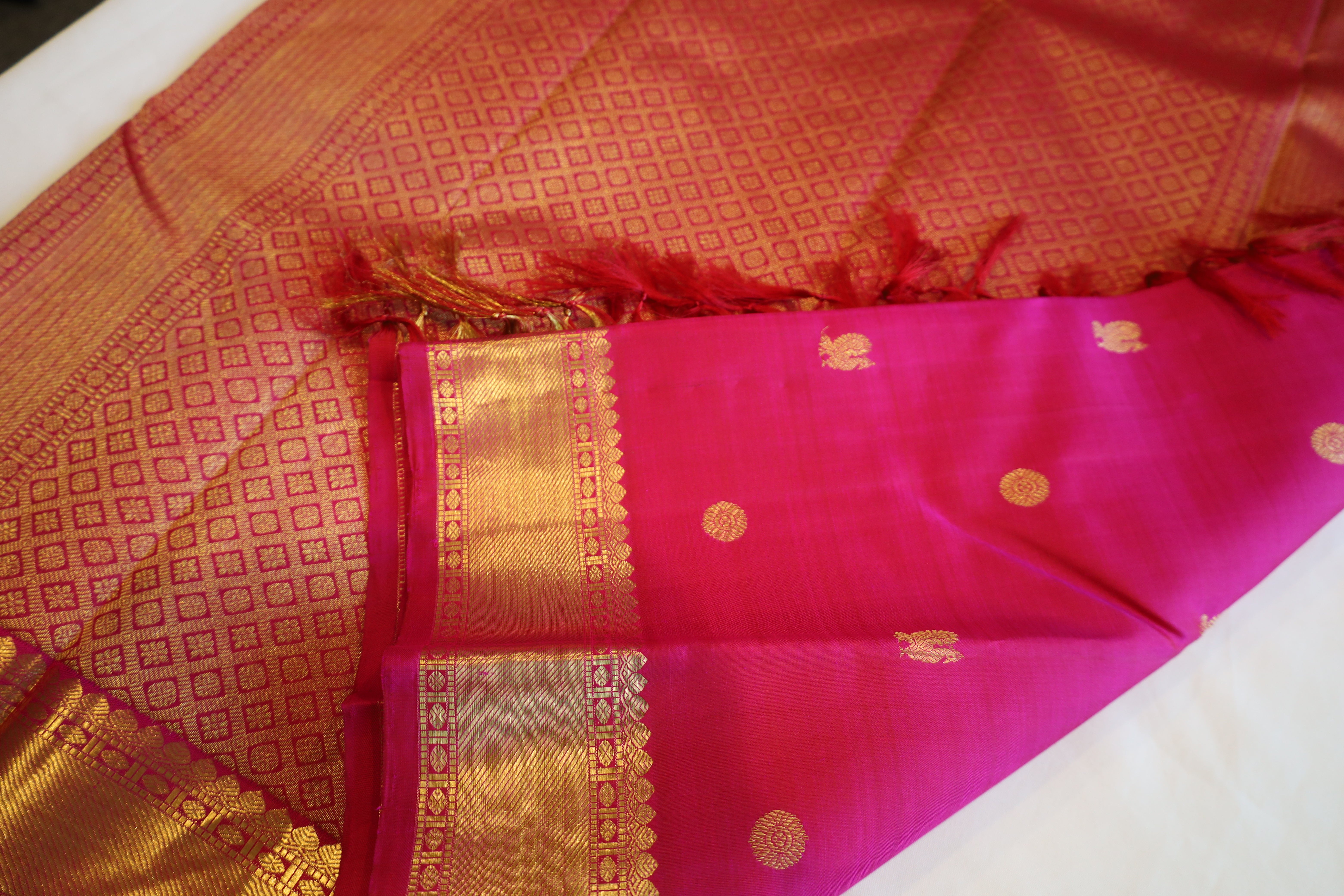 Blush Pink Kanjivaram Saree with Golden Zari Border